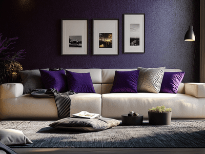 Acentos violetas en la sala de estar: Elegante y con estilo
