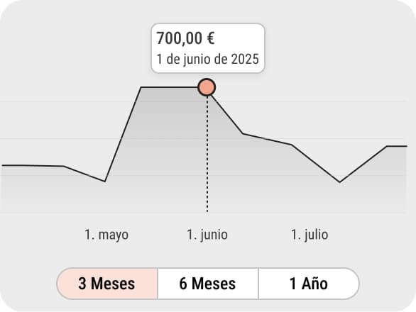 Gráfico con la evolución del precio